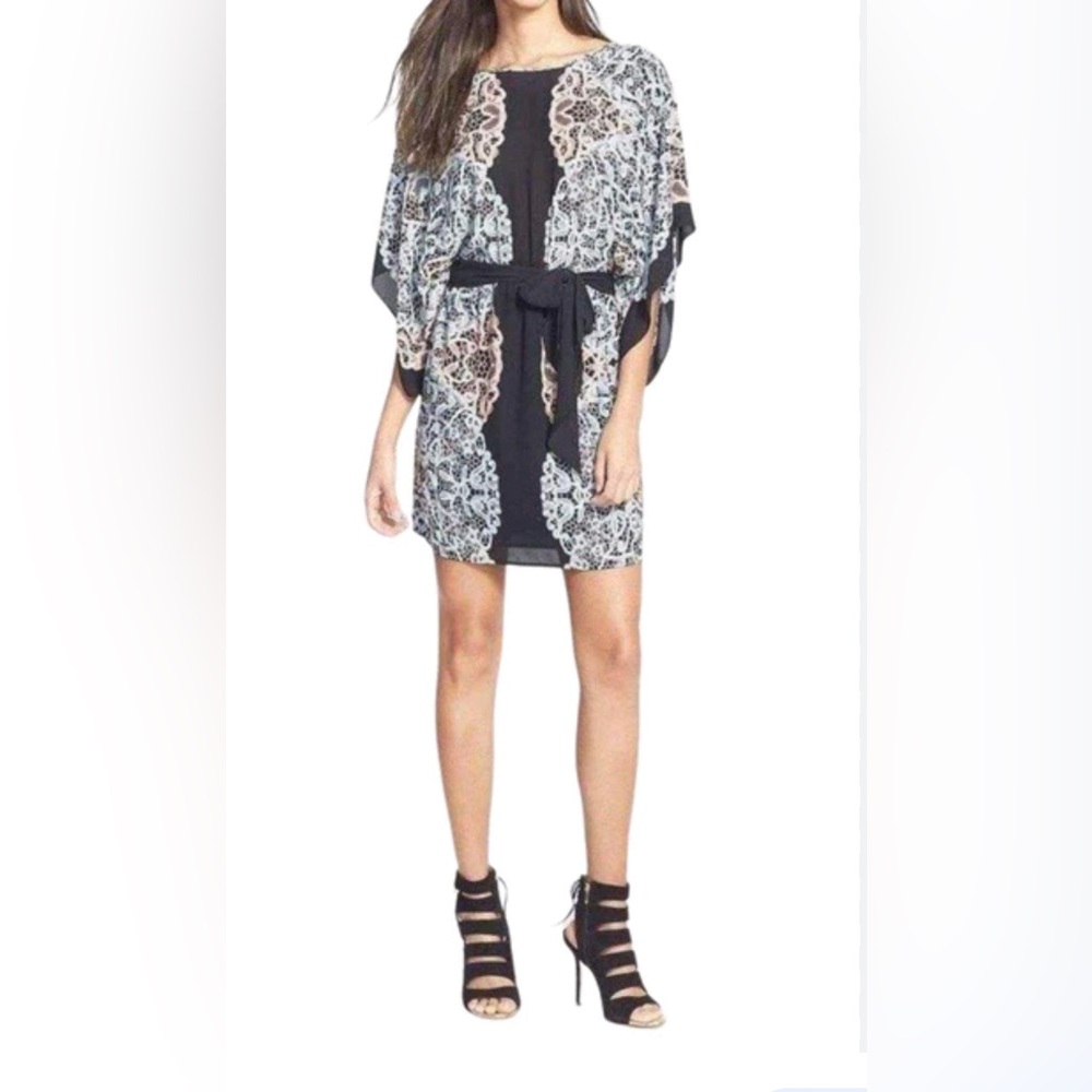 BCBGMaxAzria Black Combo Kimono Dress